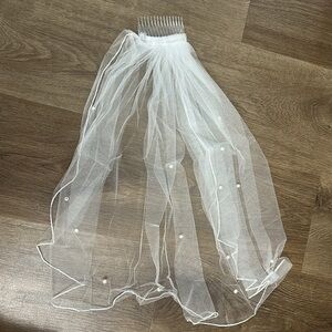 Bundle of bridal necessities! Veil, bow, pearl sleeves, rose purse
